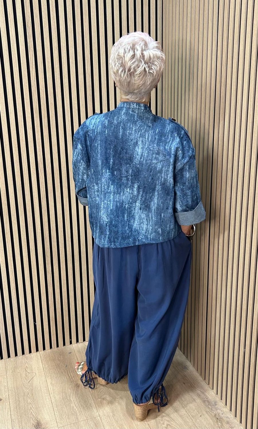 Acid Wash Military Style Cotton Jacket