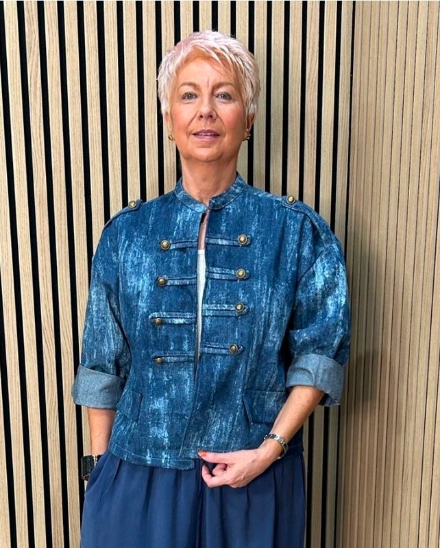 Acid Wash Military Style Cotton Jacket