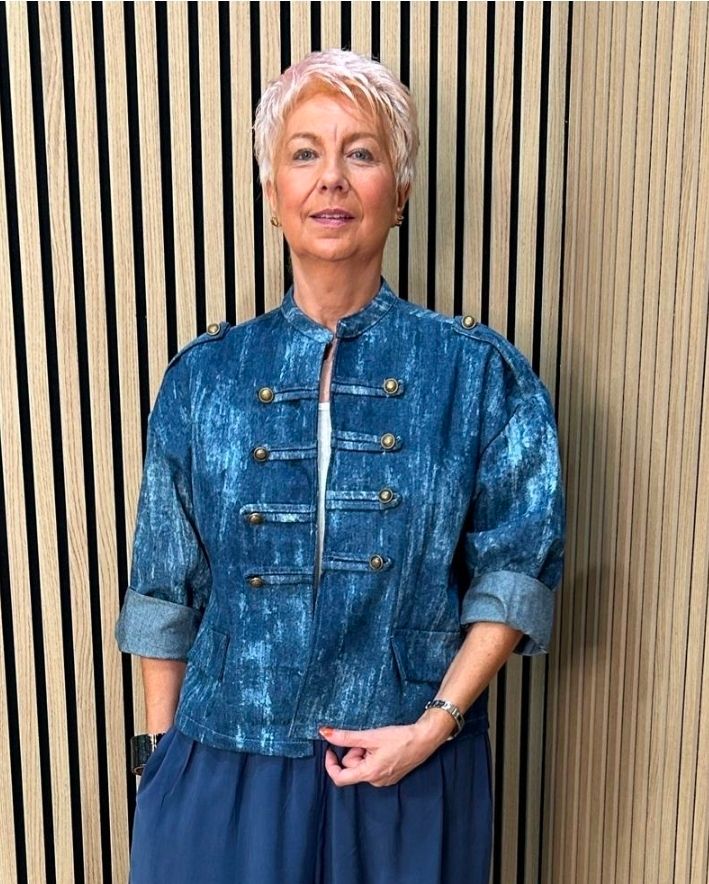 Acid Wash Military Style Cotton Jacket
