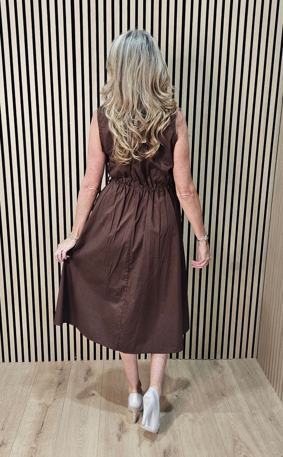 Sleeveless Cotton Shirt Dress