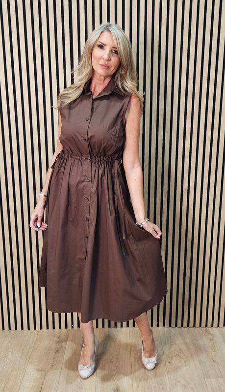 Sleeveless Cotton Shirt Dress