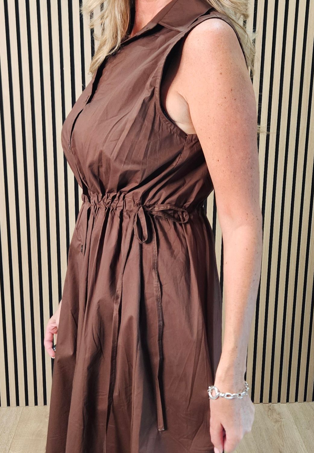 Sleeveless Cotton Shirt Dress