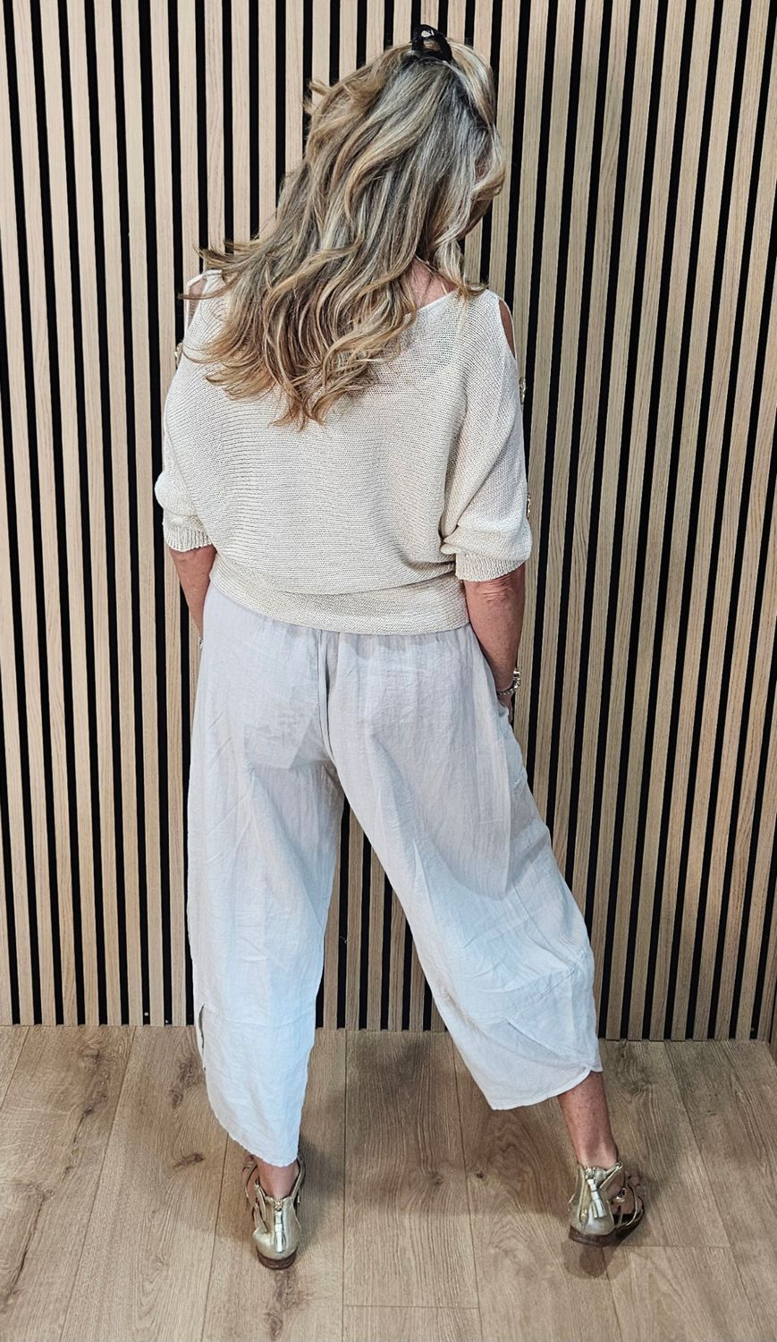 Button Detail Sleeve Knit Jumper – Stone