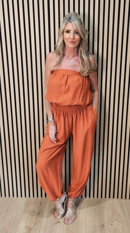 Bandeau Harem Leg Jumpsuit – Rust