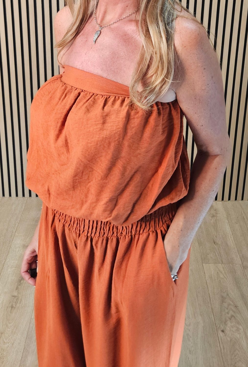 Bandeau Harem Leg Jumpsuit – Rust