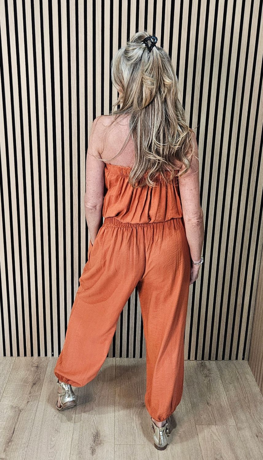 Bandeau Harem Leg Jumpsuit – Rust