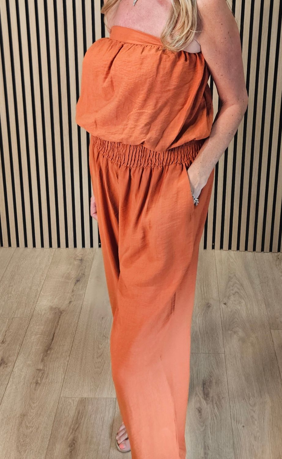 Bandeau Harem Leg Jumpsuit – Rust