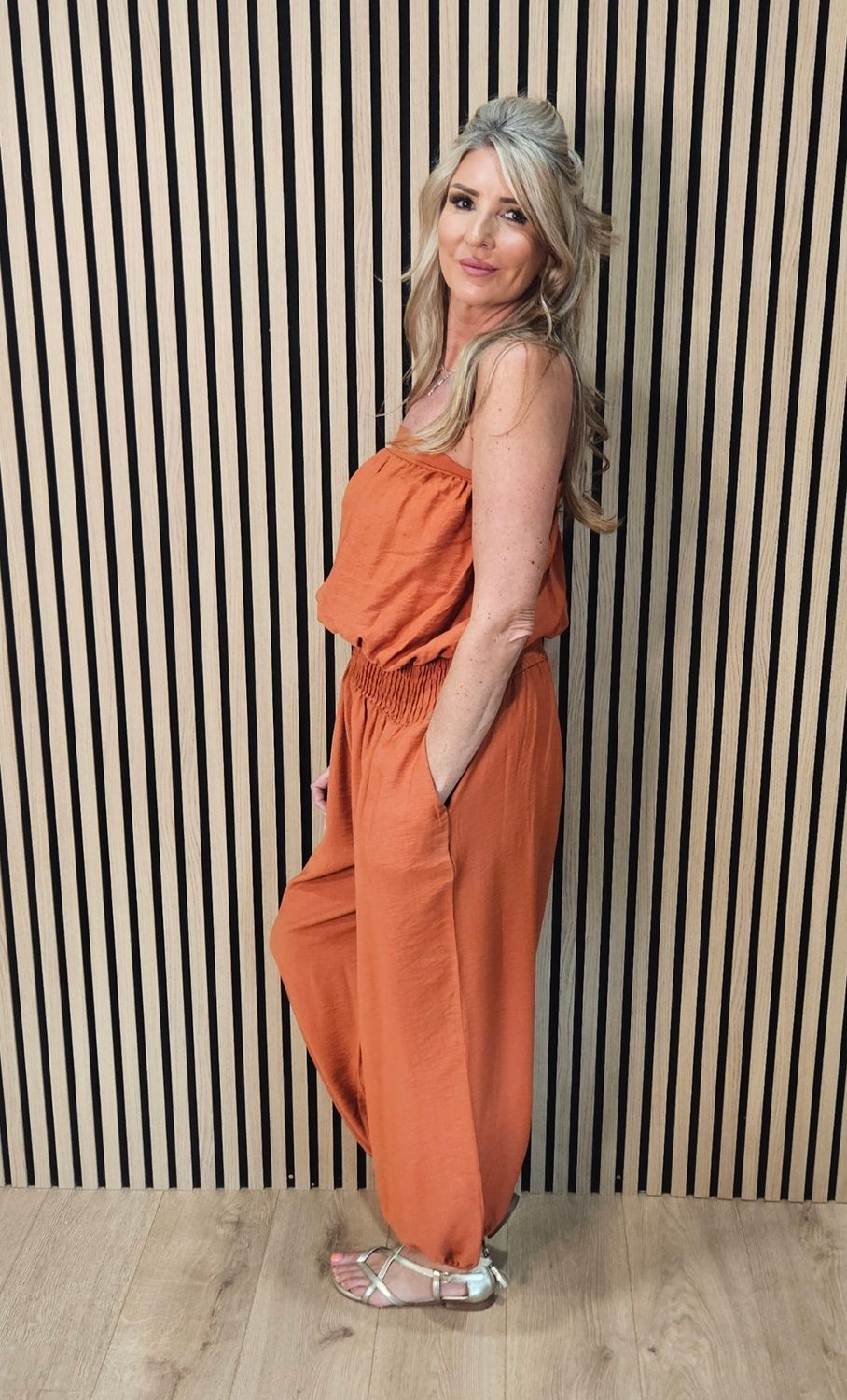 Bandeau Harem Leg Jumpsuit – Rust