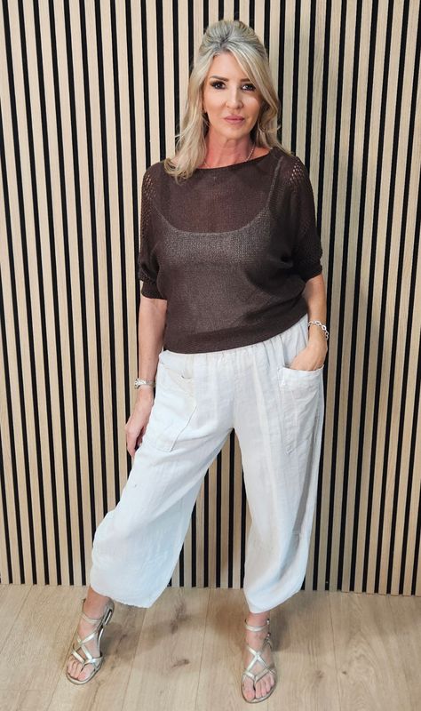 Open Knit Tie Back Jumper – Chocolate
