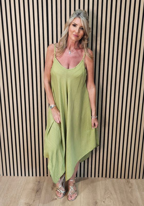Floaty Hanky Hem Cami - Lime