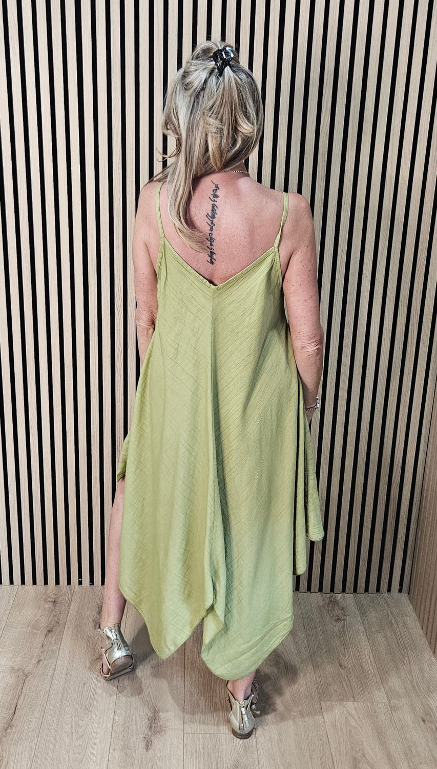 Floaty Hanky Hem Cami - Lime