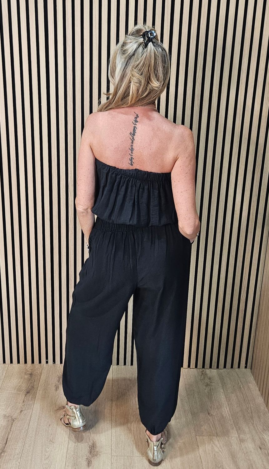 Bandeau Harem Leg Jumpsuit – Black