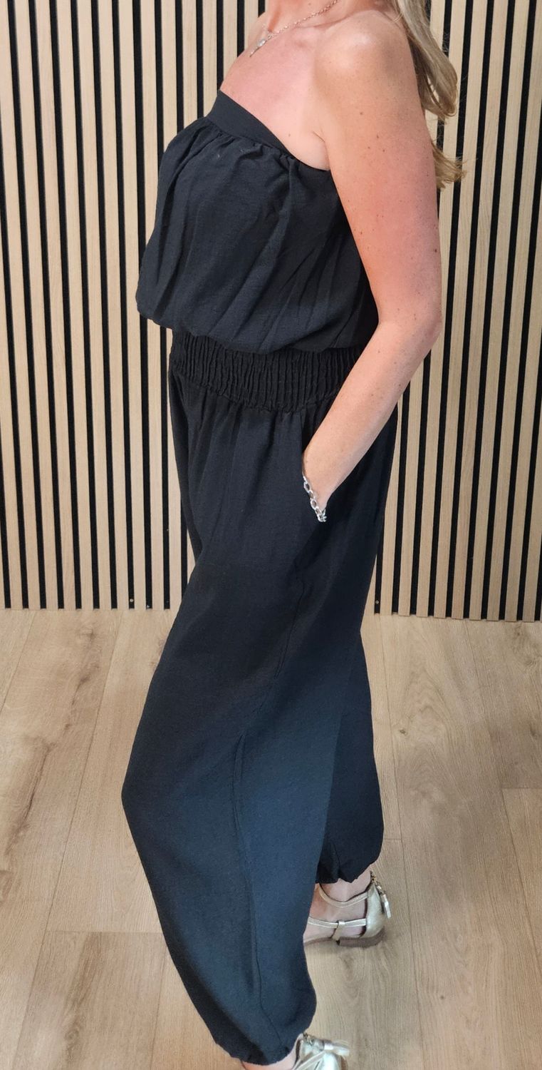 Bandeau Harem Leg Jumpsuit – Black