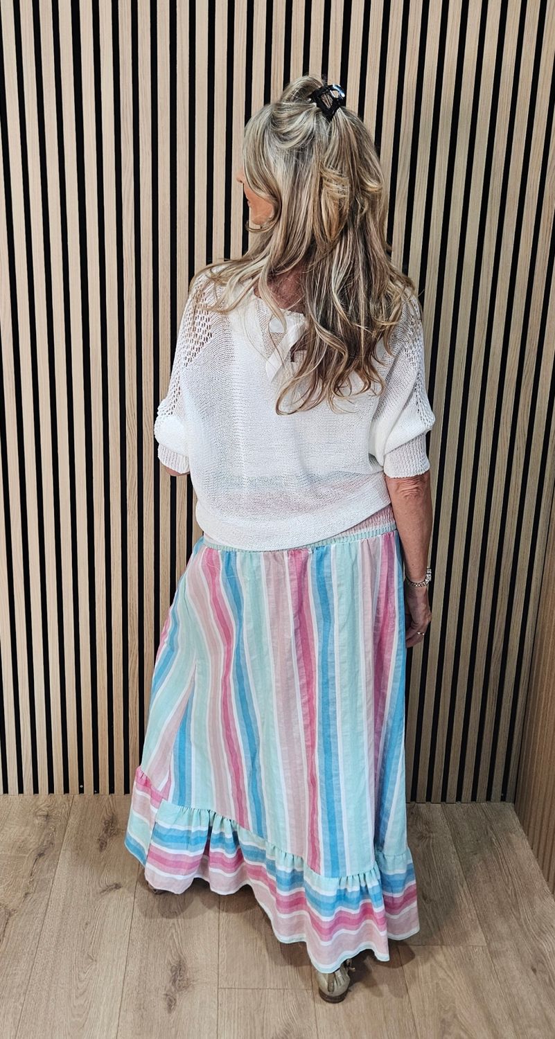 Pastel Stripe Convertible Skirt &amp; Bandeau Dress