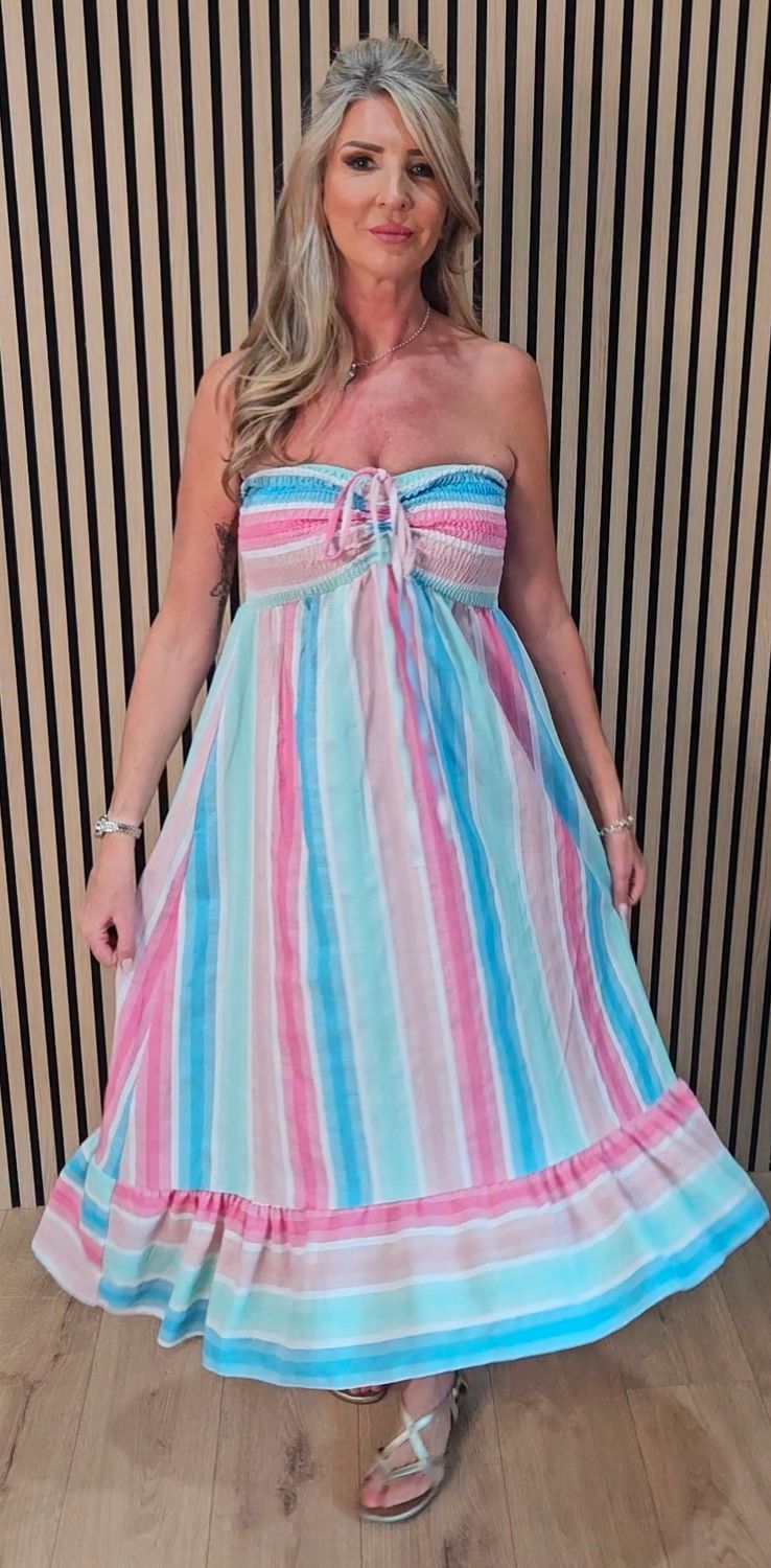 Pastel Stripe Convertible Skirt &amp; Bandeau Dress