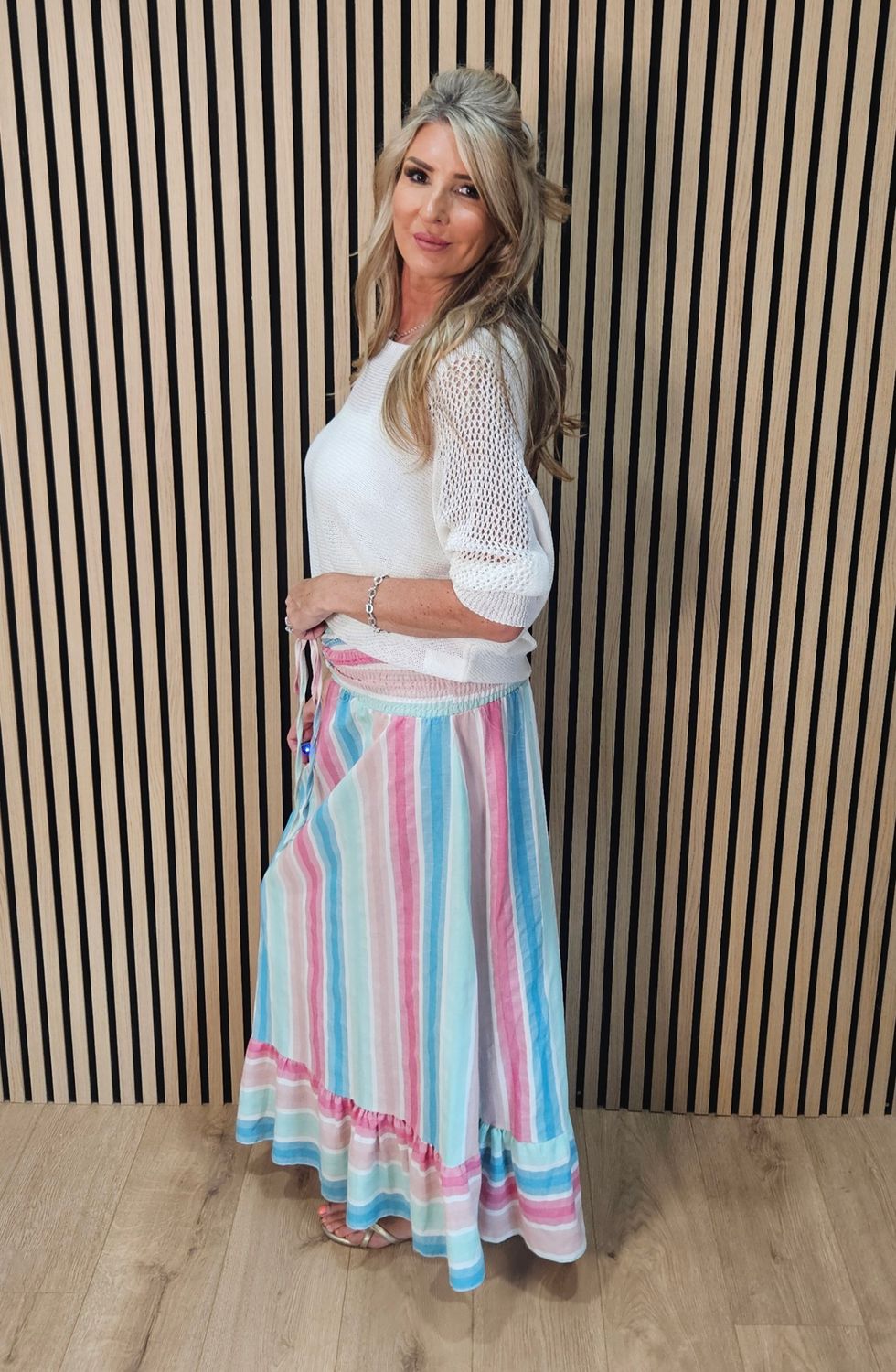 Pastel Stripe Convertible Skirt &amp; Bandeau Dress