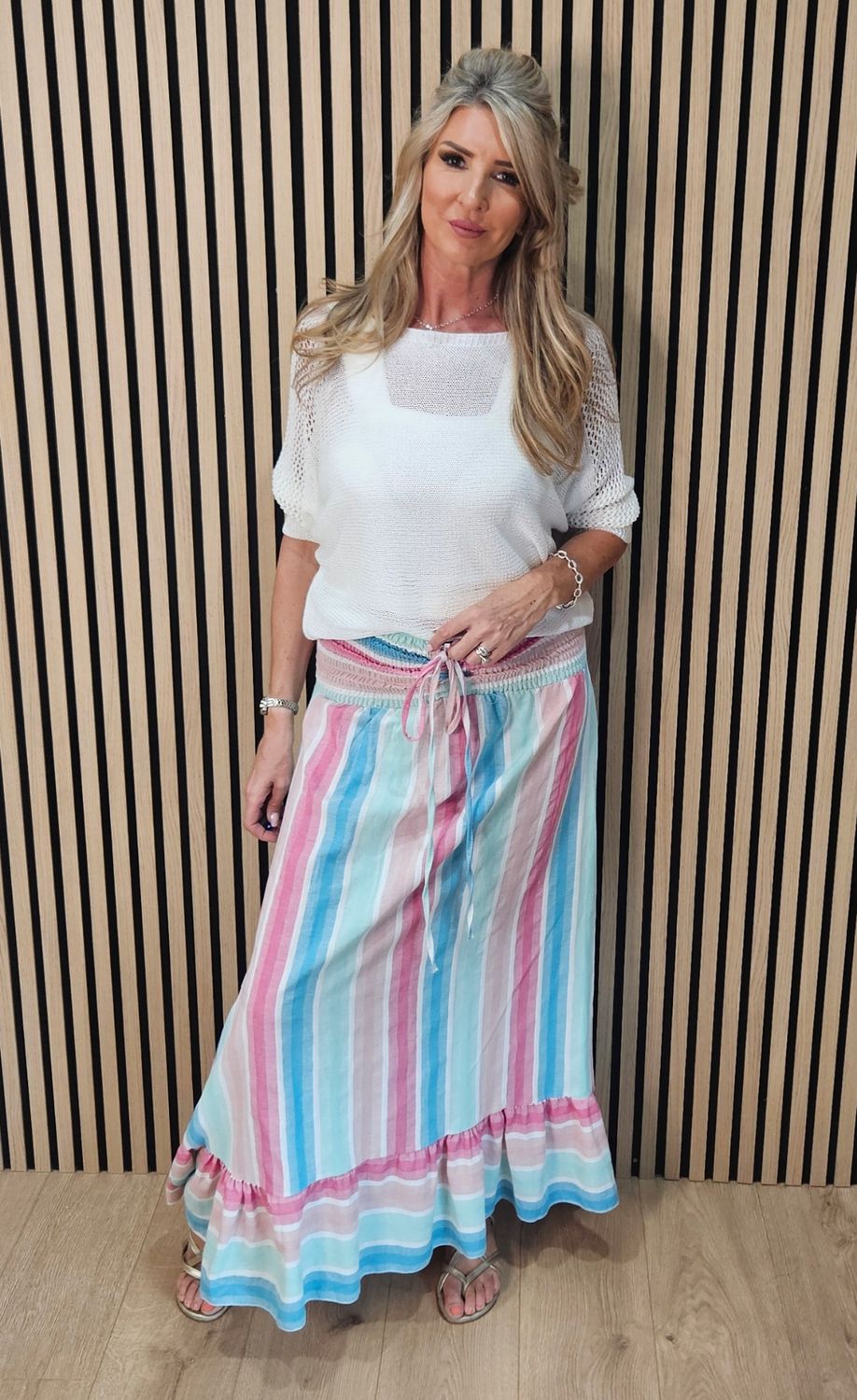 Pastel Stripe Convertible Skirt &amp; Bandeau Dress