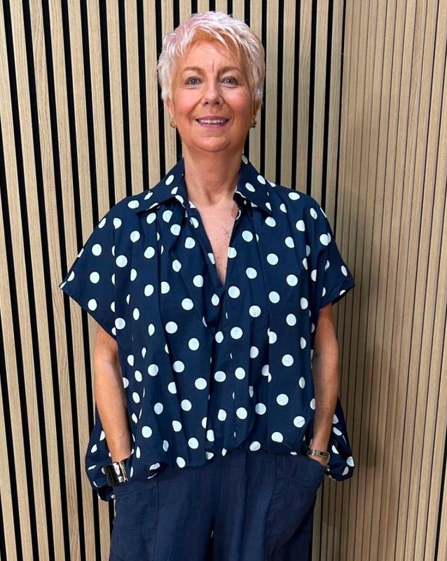 Bubble Hem Polka Dot Cotton Blouse