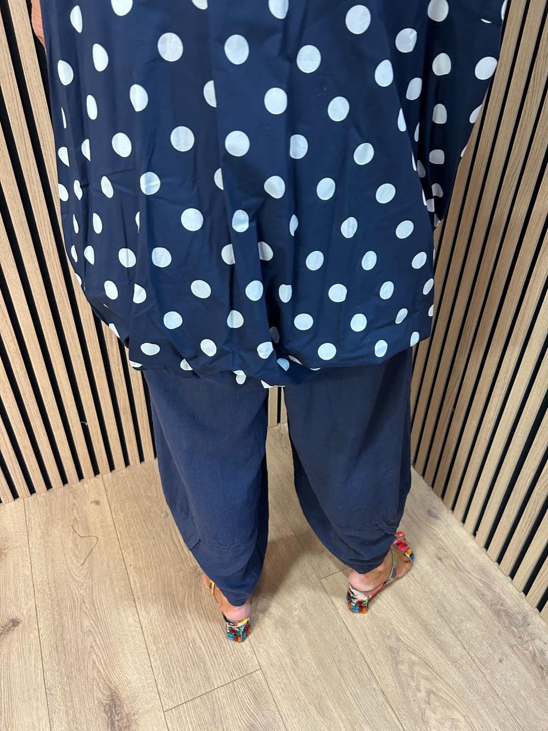 Bubble Hem Polka Dot Cotton Blouse