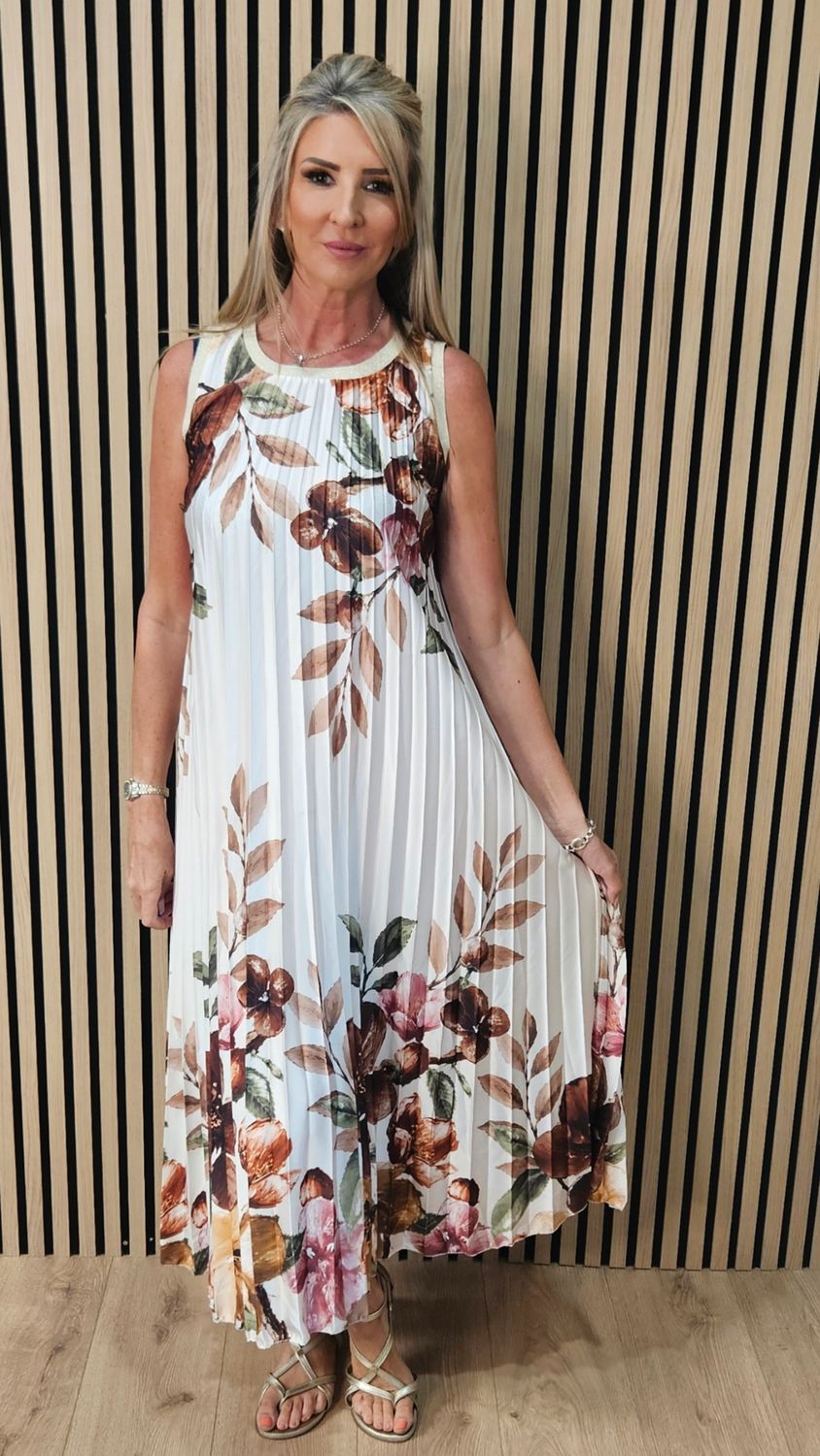 Floral Pleated Maxi Dress