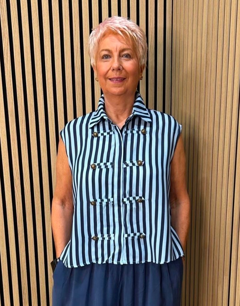 Military Style Stripe Blouse