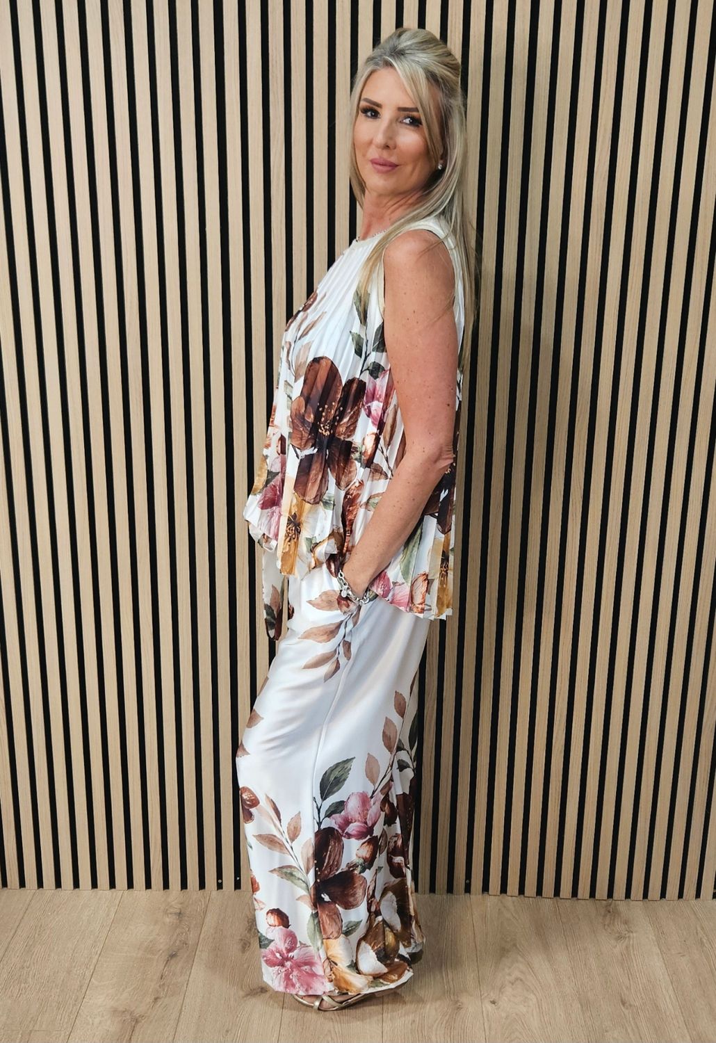 Floral Pleated Trouser Suit