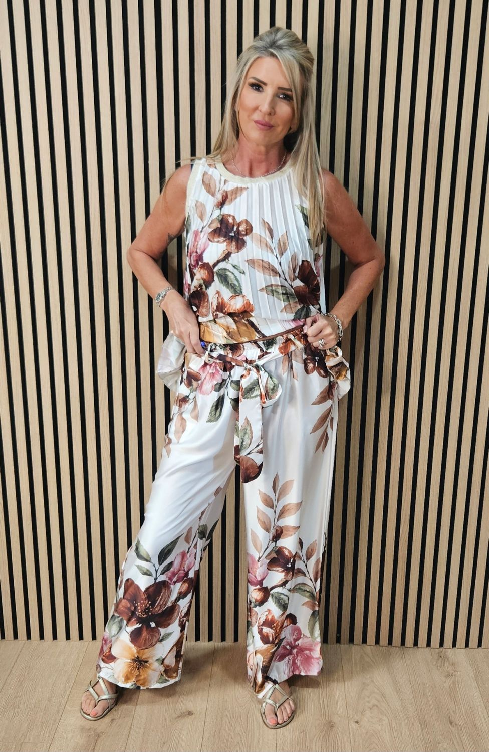 Floral Pleated Trouser Suit