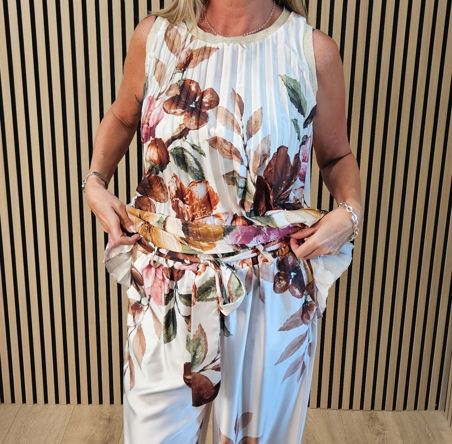 Floral Pleated Trouser Suit