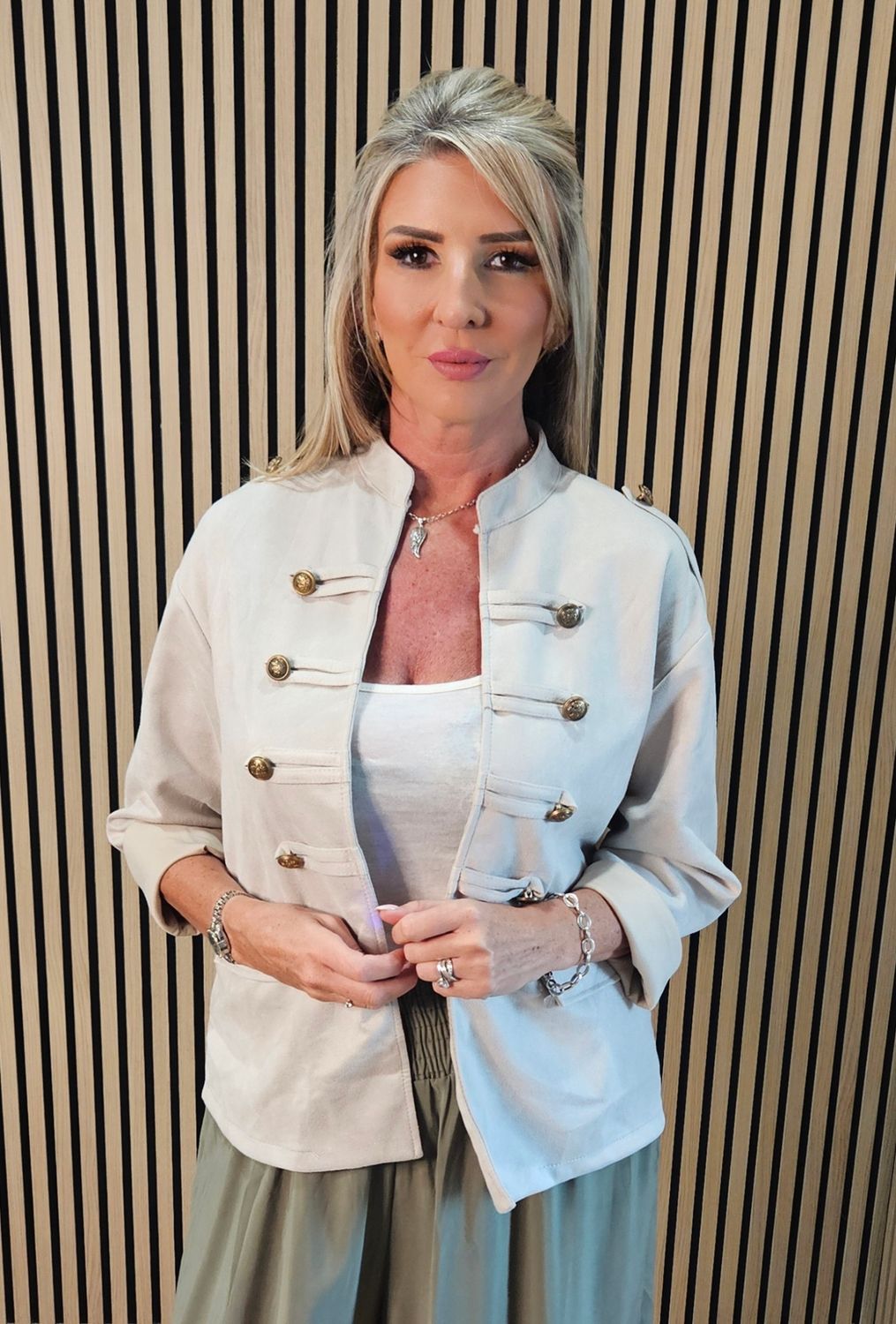 Military Style Jacket – Stone