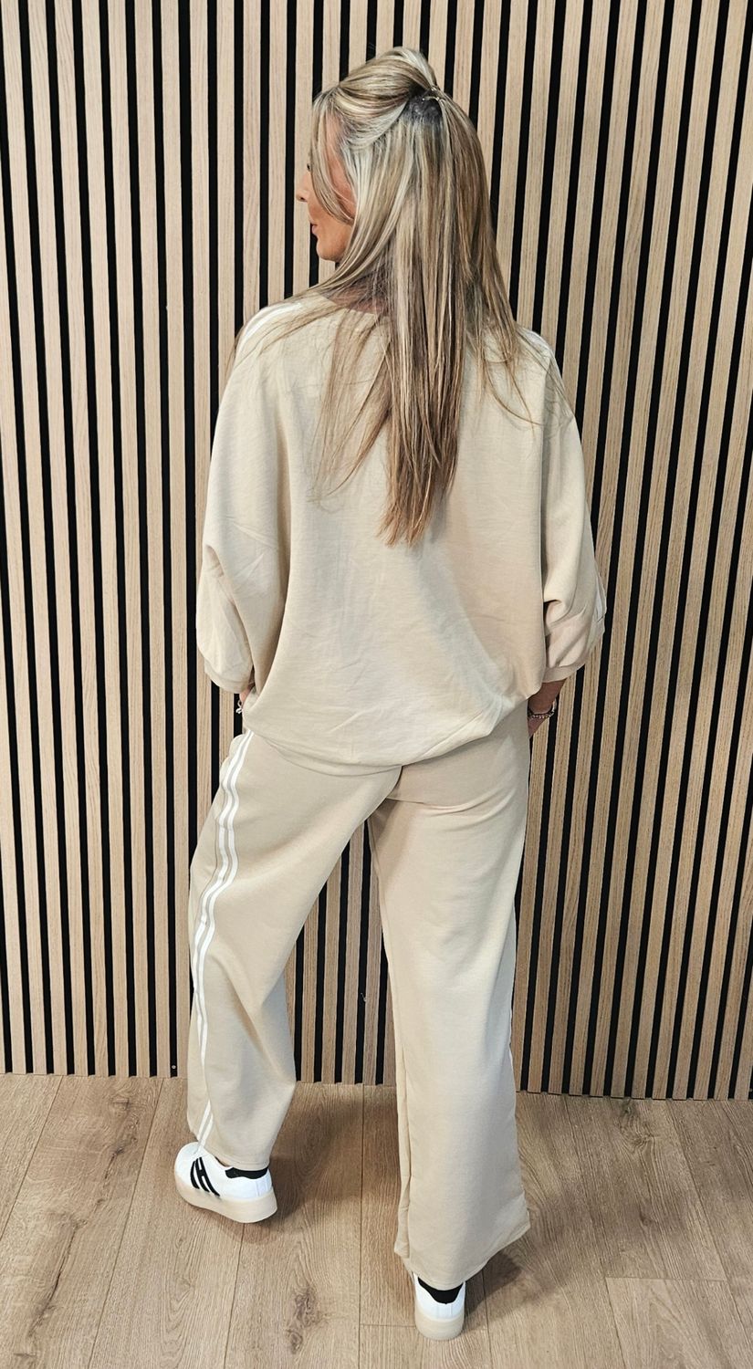 Stripe Detail Lounge Co-Ord Set – Beige