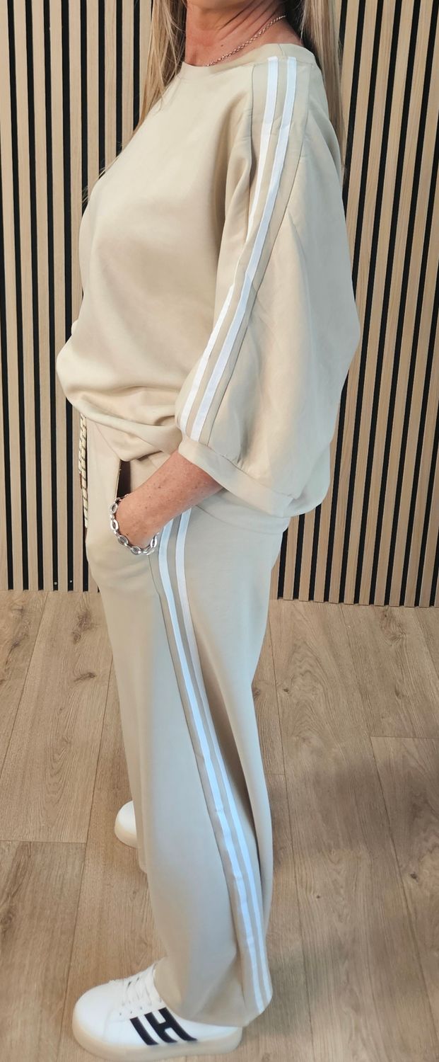 Stripe Detail Lounge Co-Ord Set – Beige
