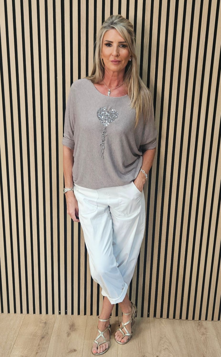 Sparkle Heart Knit Jumper – £16.80  Taupe
