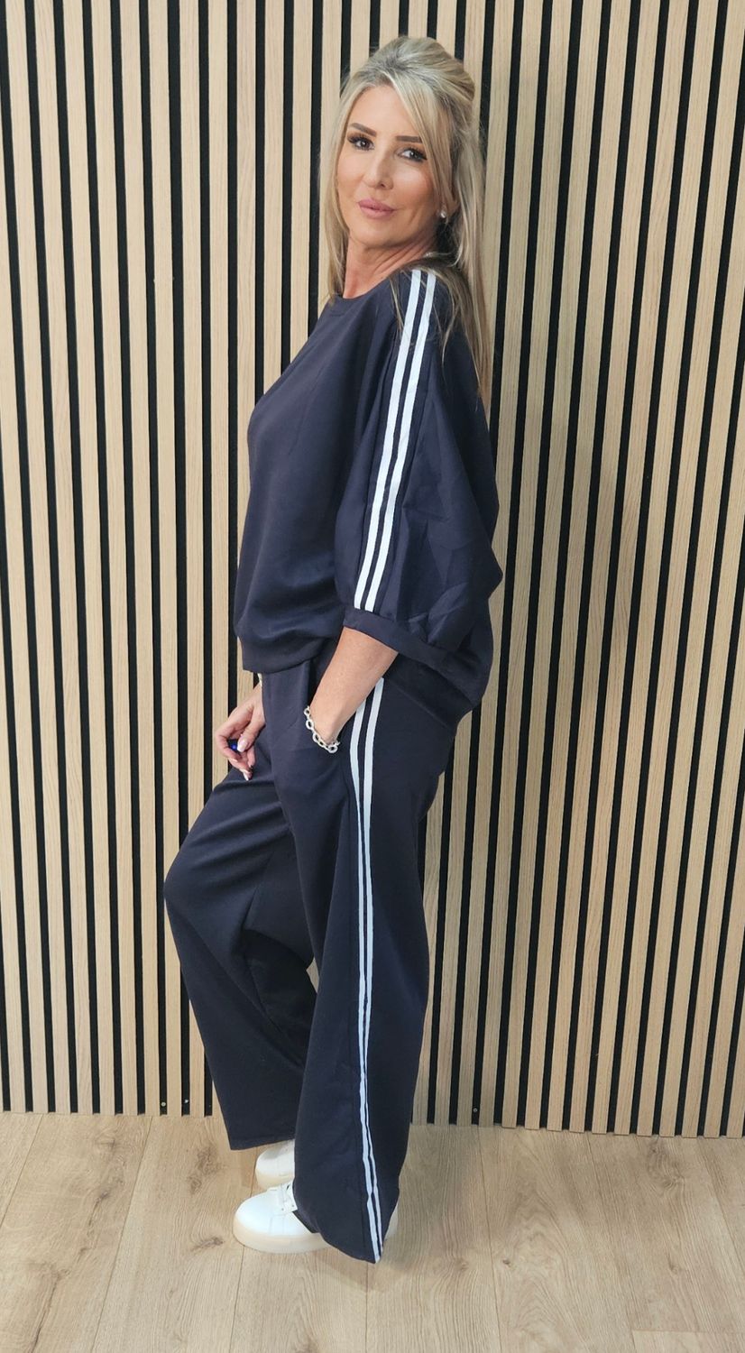 Stripe Detail Lounge Co-Ord Set – Navy