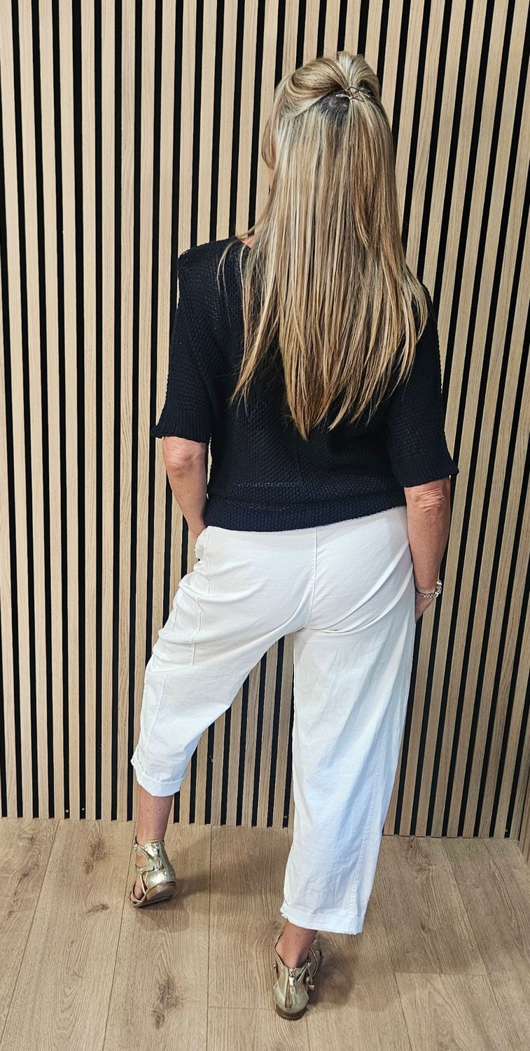 Lightweight Textured Knit Jumper – White