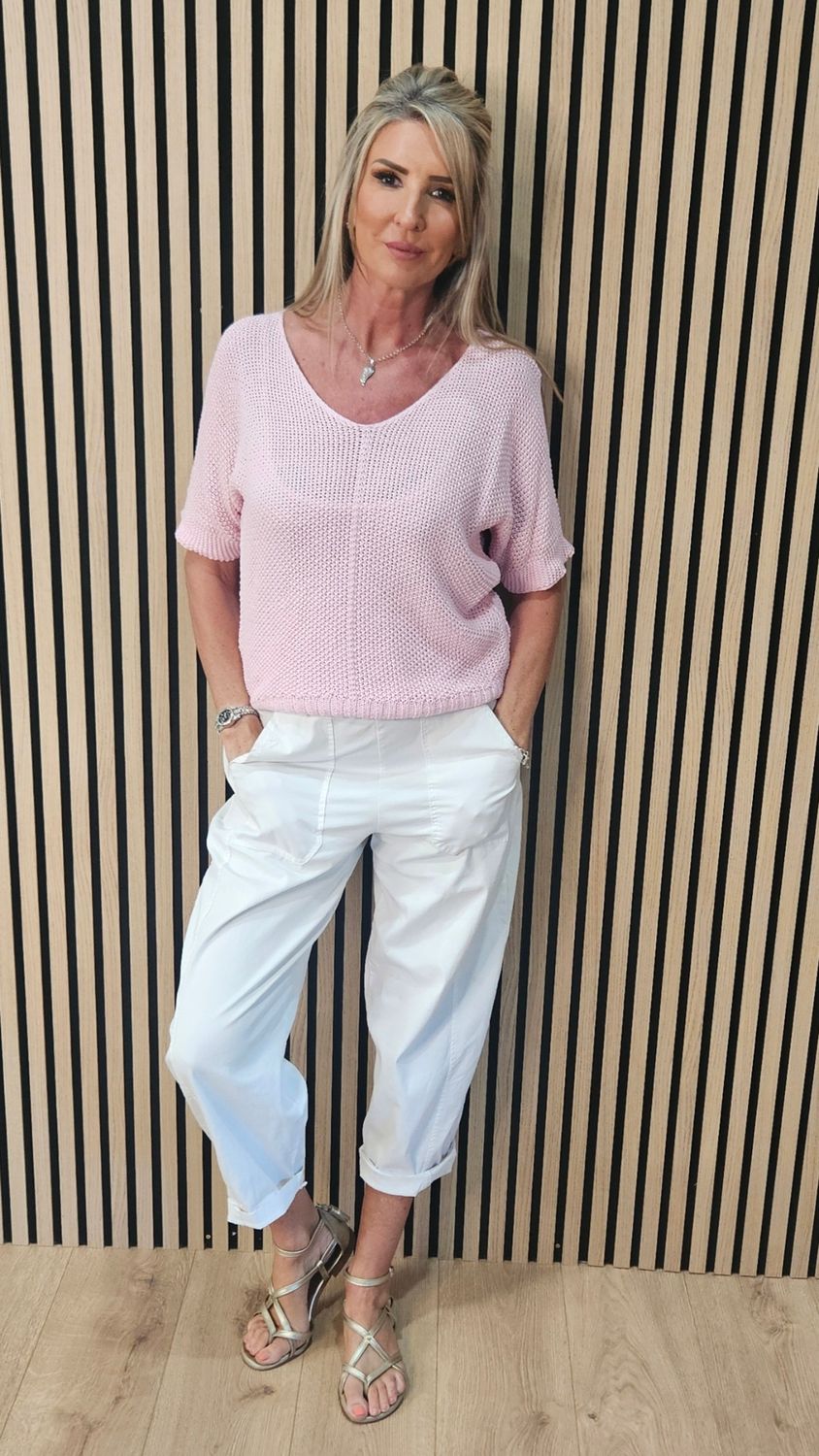 Lightweight Textured Knit Jumper – Pink