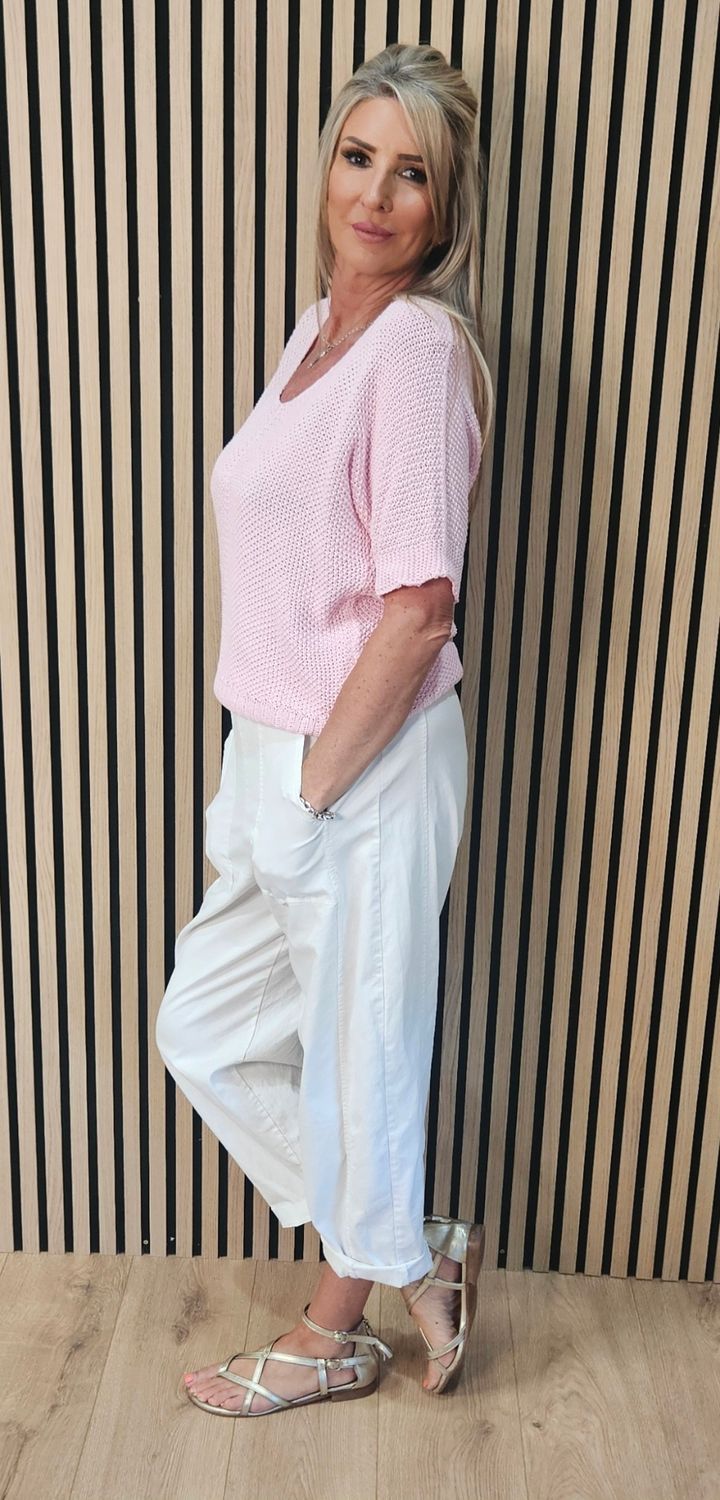 Lightweight Textured Knit Jumper – Pink