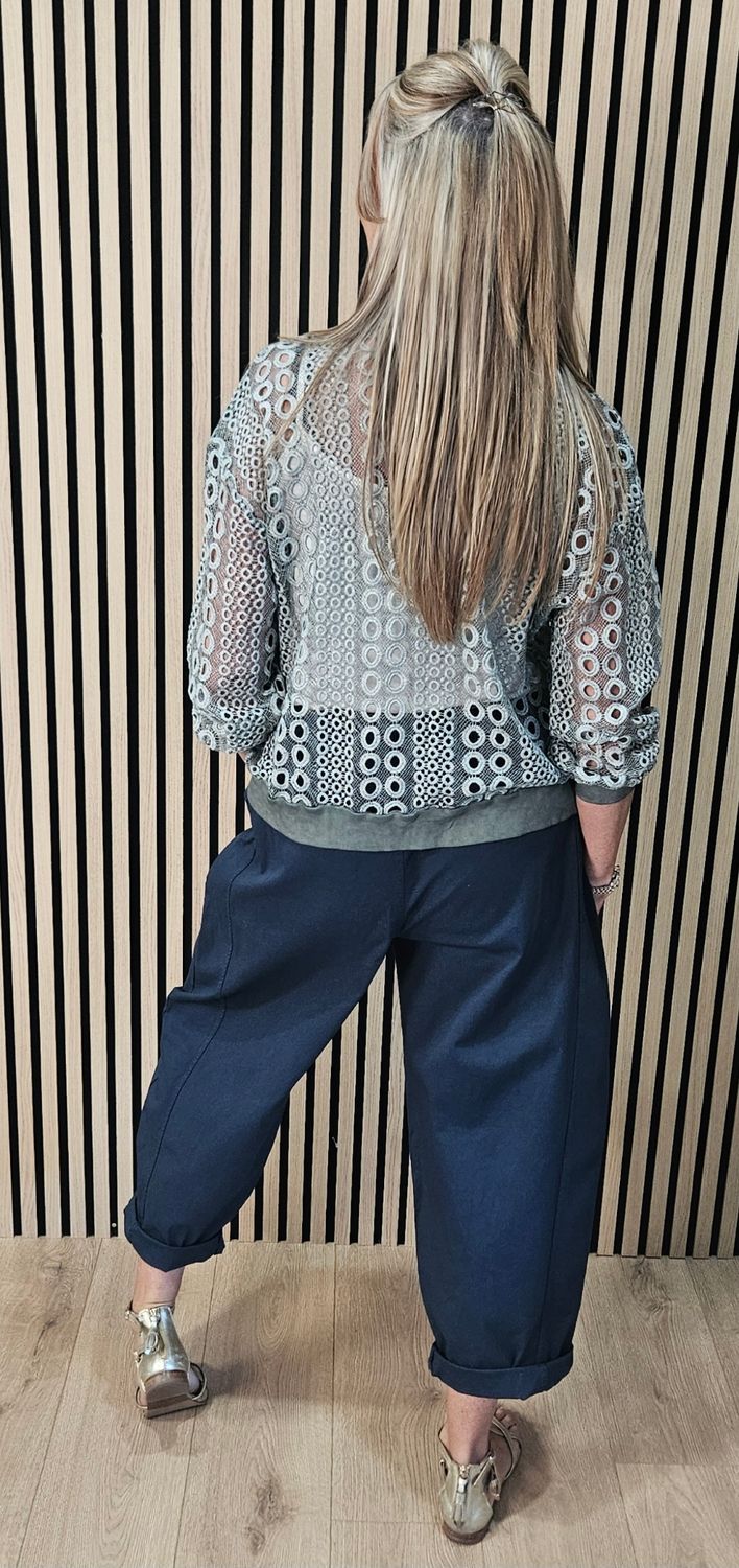 Broderie Lace Bomber Jacket – Khaki 