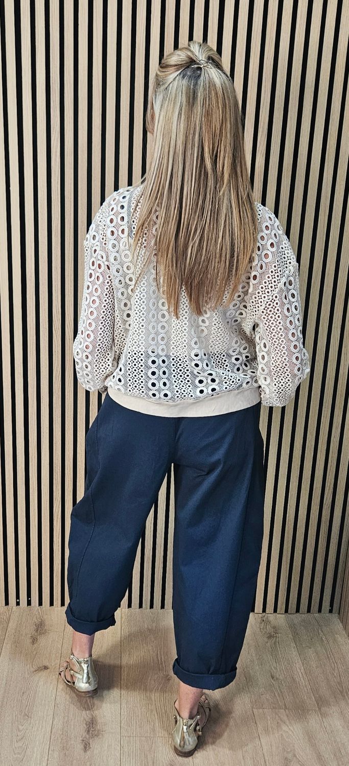 Broderie Lace Bomber Jacket – Cream