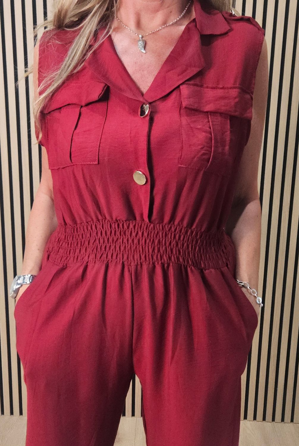 Utility Pocket Detail Jumpsuit – Dark Rust