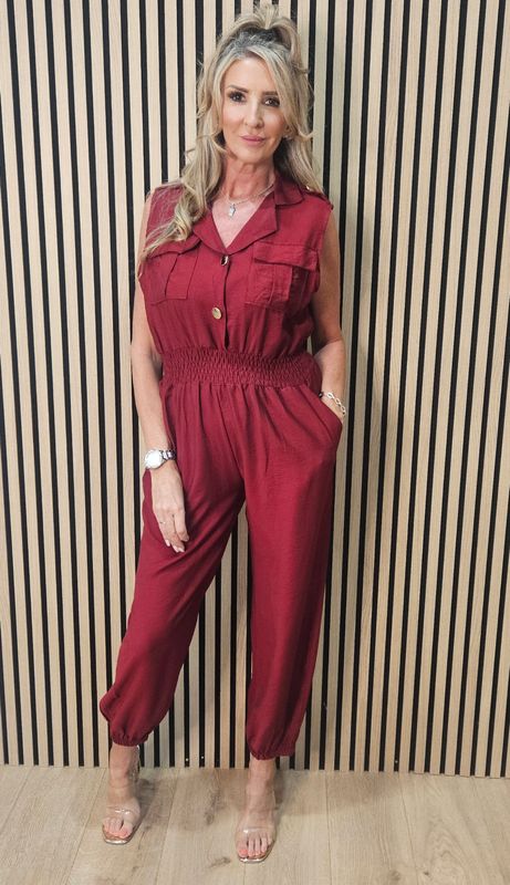 Utility Pocket Detail Jumpsuit – Dark Rust