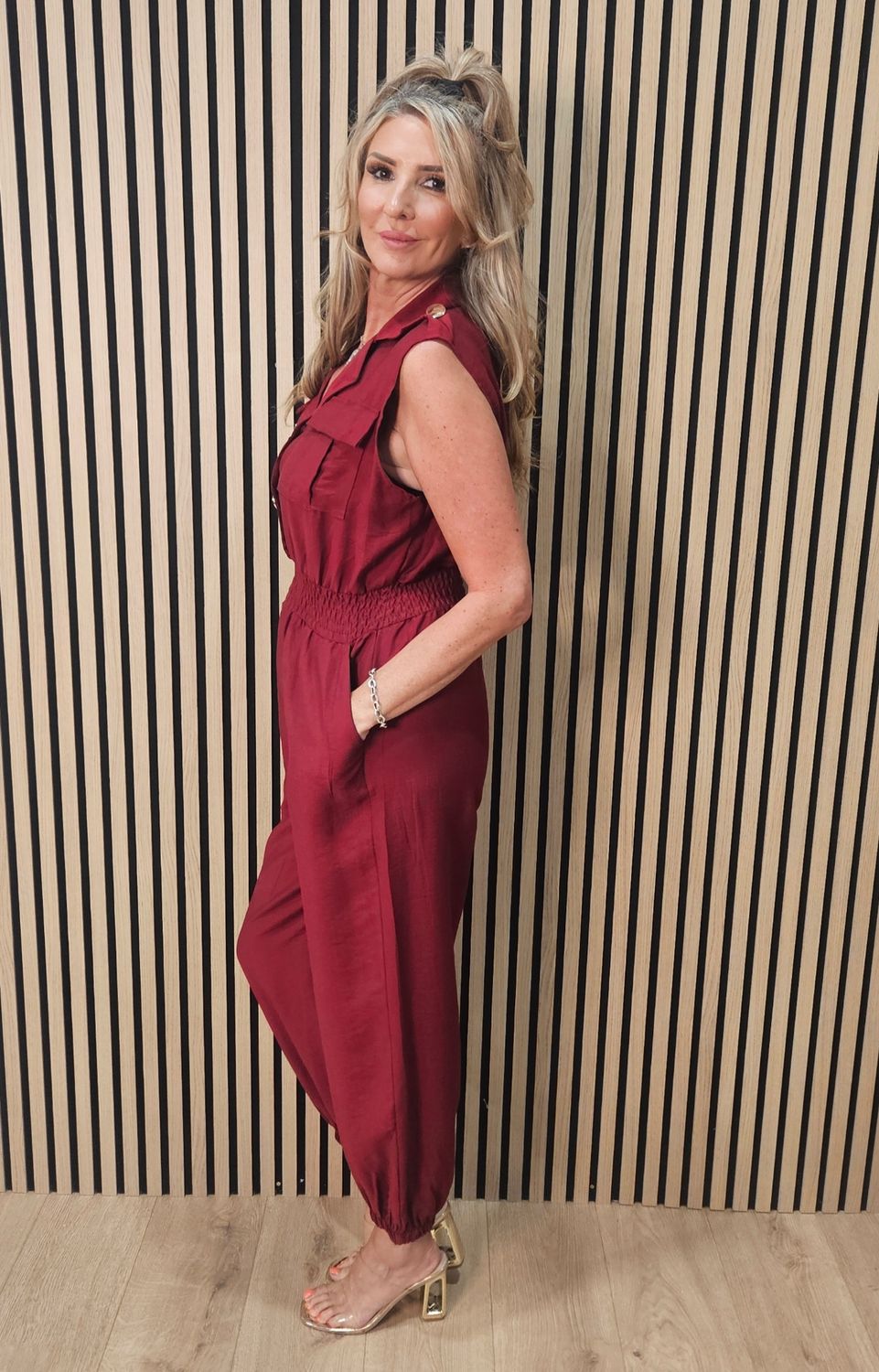 Utility Pocket Detail Jumpsuit – Dark Rust