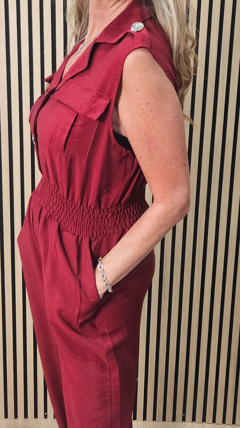 Utility Pocket Detail Jumpsuit – Dark Rust