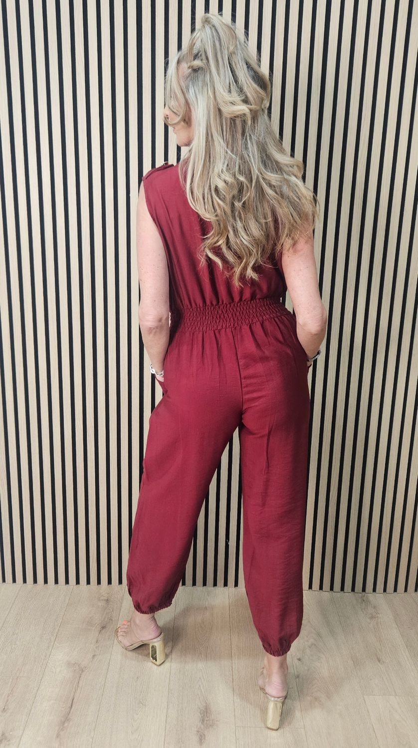 Utility Pocket Detail Jumpsuit – Dark Rust