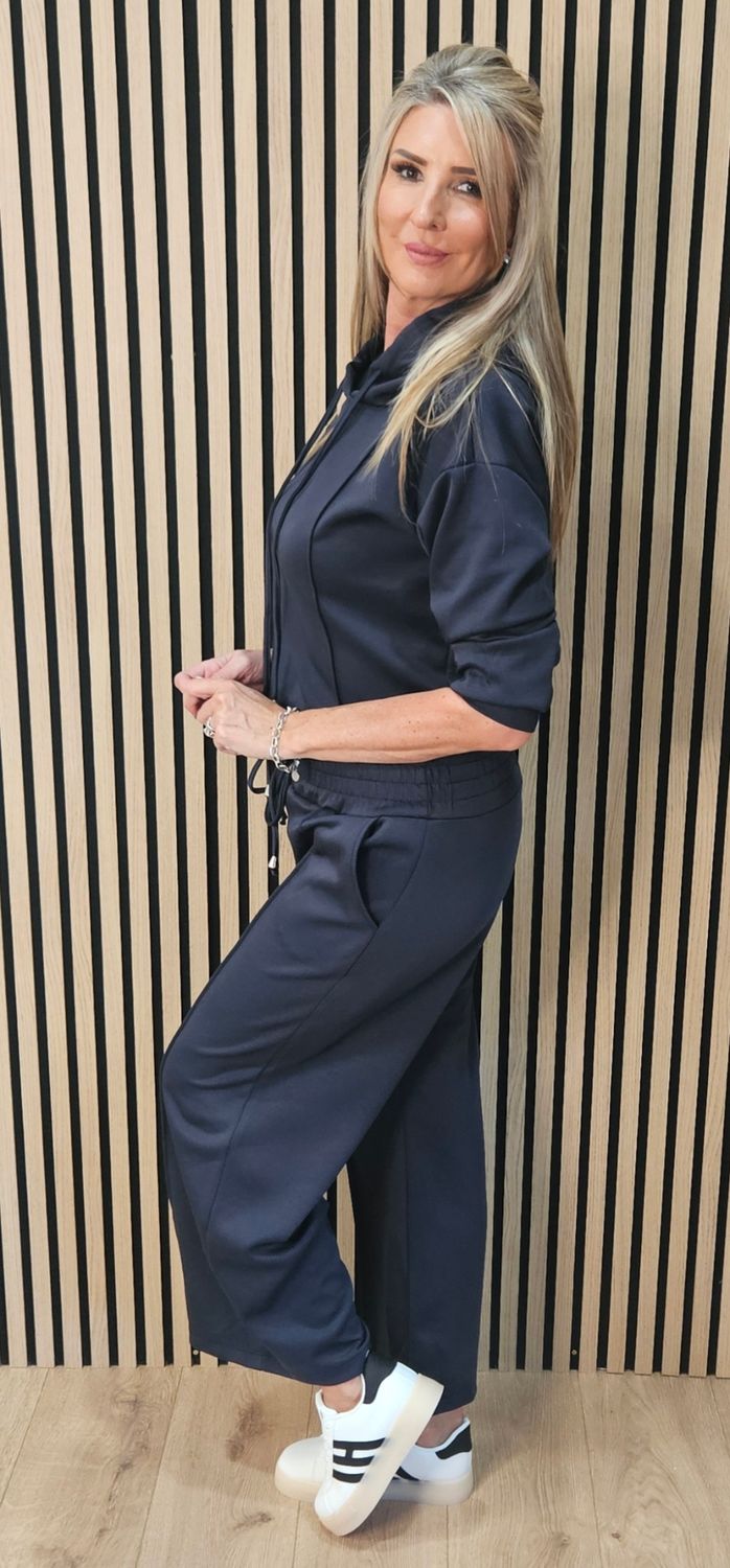 Luxe Hooded Co-Ord Set – Navy