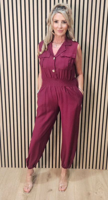 Utility Pocket Detail Jumpsuit - Oxblood Utility Pocket Detail Jumpsuit - Oxblood