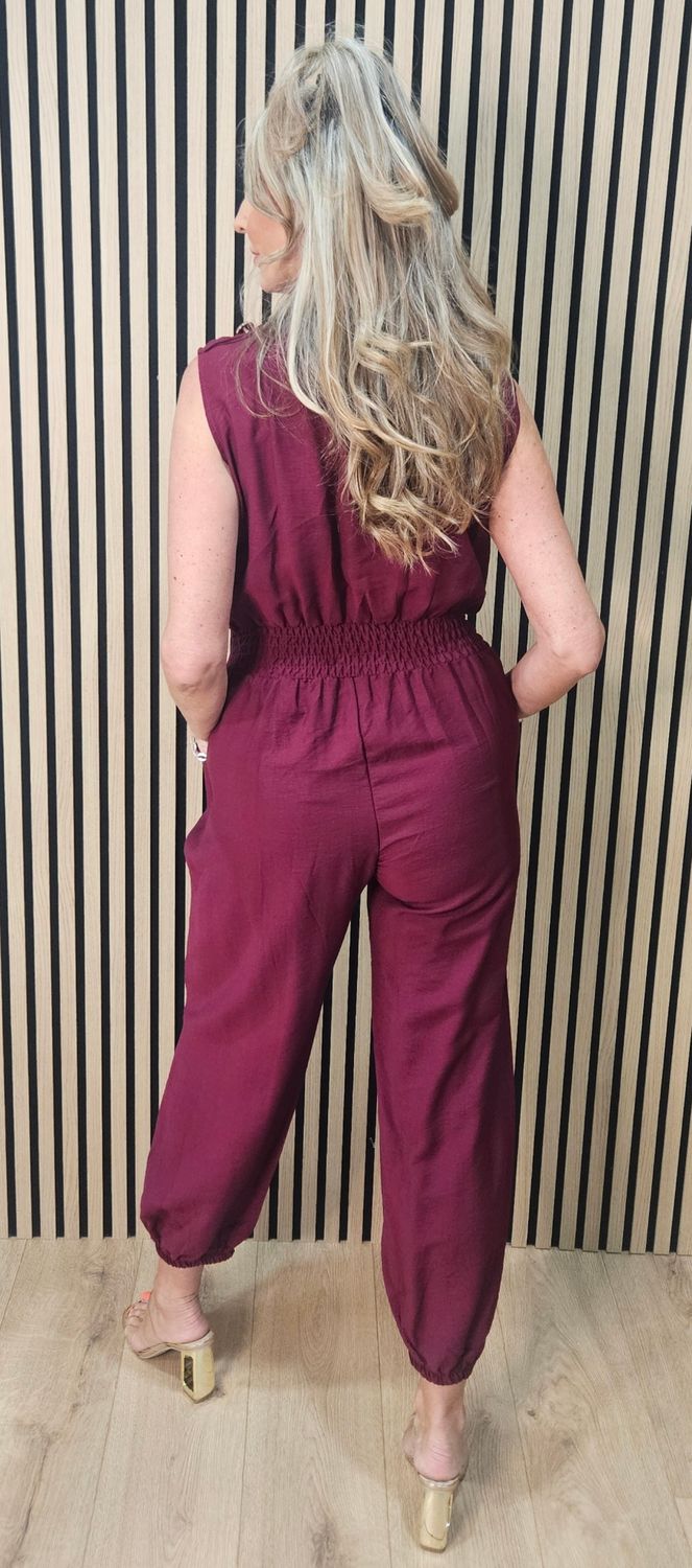 Utility Pocket Detail Jumpsuit - Oxblood