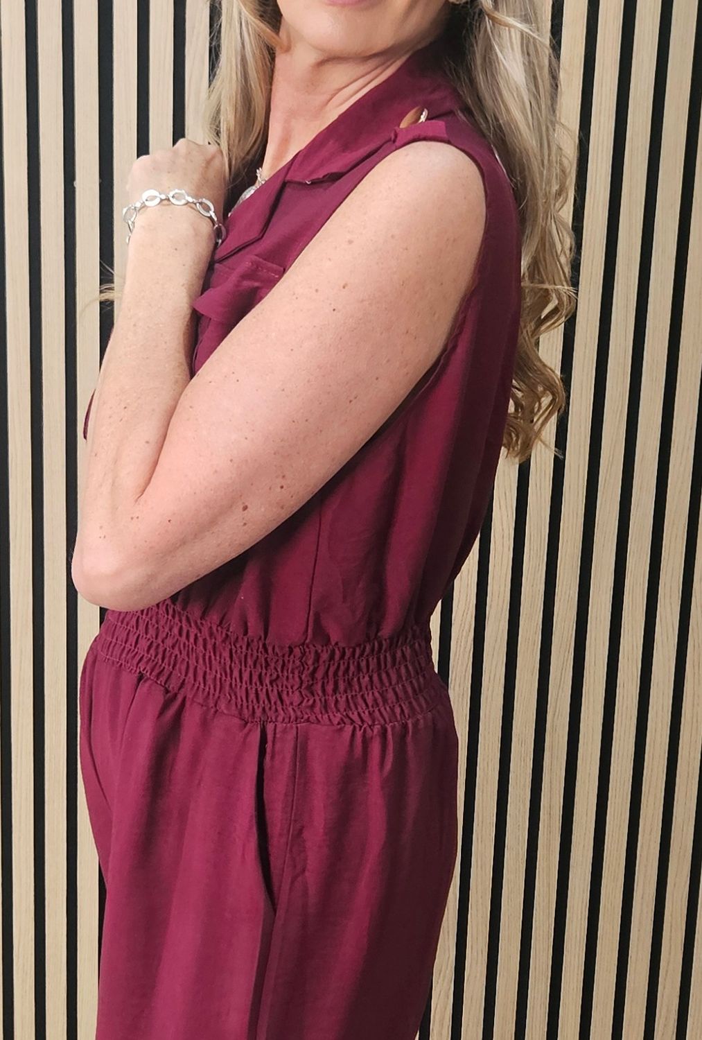 Utility Pocket Detail Jumpsuit - Oxblood