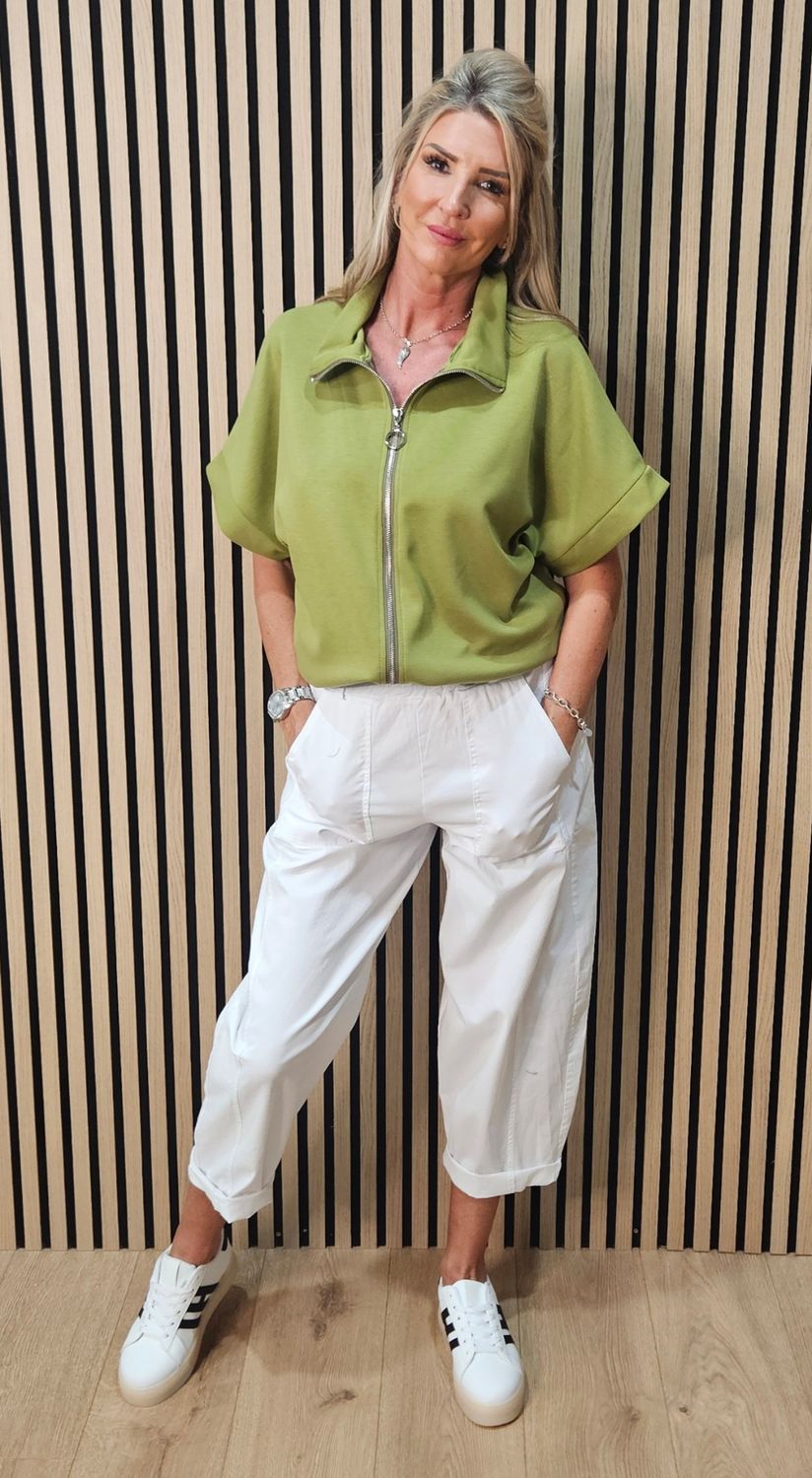 Cropped Zip-Up Jacket - Lime