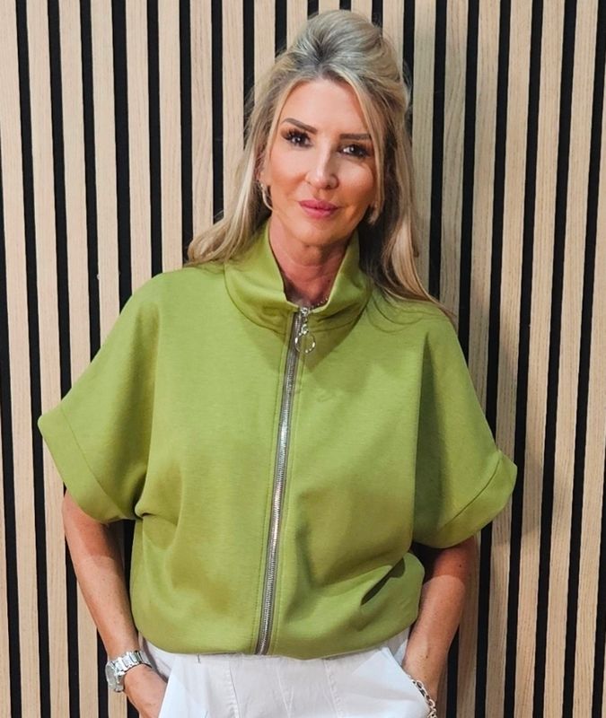 Cropped Zip-Up Jacket - Lime