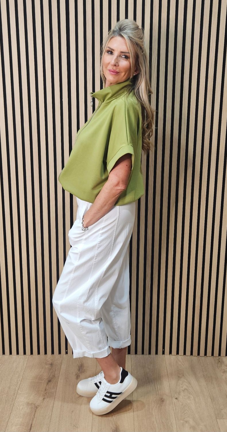 Cropped Zip-Up Jacket - Lime